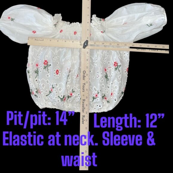 H&M Girl's Embroidered Floral Eyelet Boho Crop Top & Skirt Set NWT - Picture 9 of 11